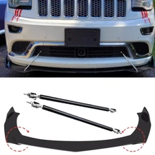 Front Bumper Lip Spoiler /Splitter Strut Rods Glossy For Jeep