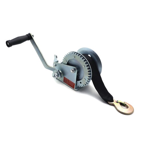 1,500 lb Manual Trailer Winch with Hook and 20' Strap Hand Crank Boat Pull Tow - Afbeelding 1 van 11