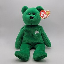 Ty Beanie Baby Erin Bear Ireland St Patrick  s Day Clover Green Plush Bent Tag