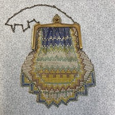 Vintage Whiting Davis Art Deco Metal Mesh Bag Purse USA Flapper Bag