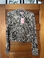 Juicy Couture Velour Juicy Ocelot Leopard Print Hoodie Bling Tracksuit Med  NWT