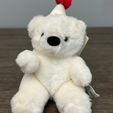 Russ Lil Marshmallow White Bear with Party Hat Plush