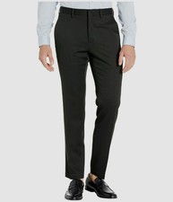 Kenneth Cole Men's Black Solid Slim-Fit Stretch Dress Pants Size 33W 32L