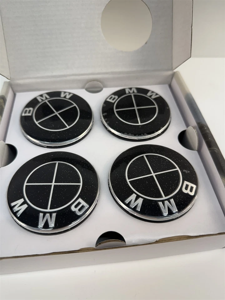 Juego de 4 tapacubos centrales de rueda negros flotantes BMW 56mm genuinos 36122455268 Foto 3 de 4