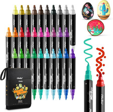 Ohuhu Acrylic Paint Pens 30 Colours, Dual Tip(3Mm & 0.7Mm) Acrylic Paint Markers