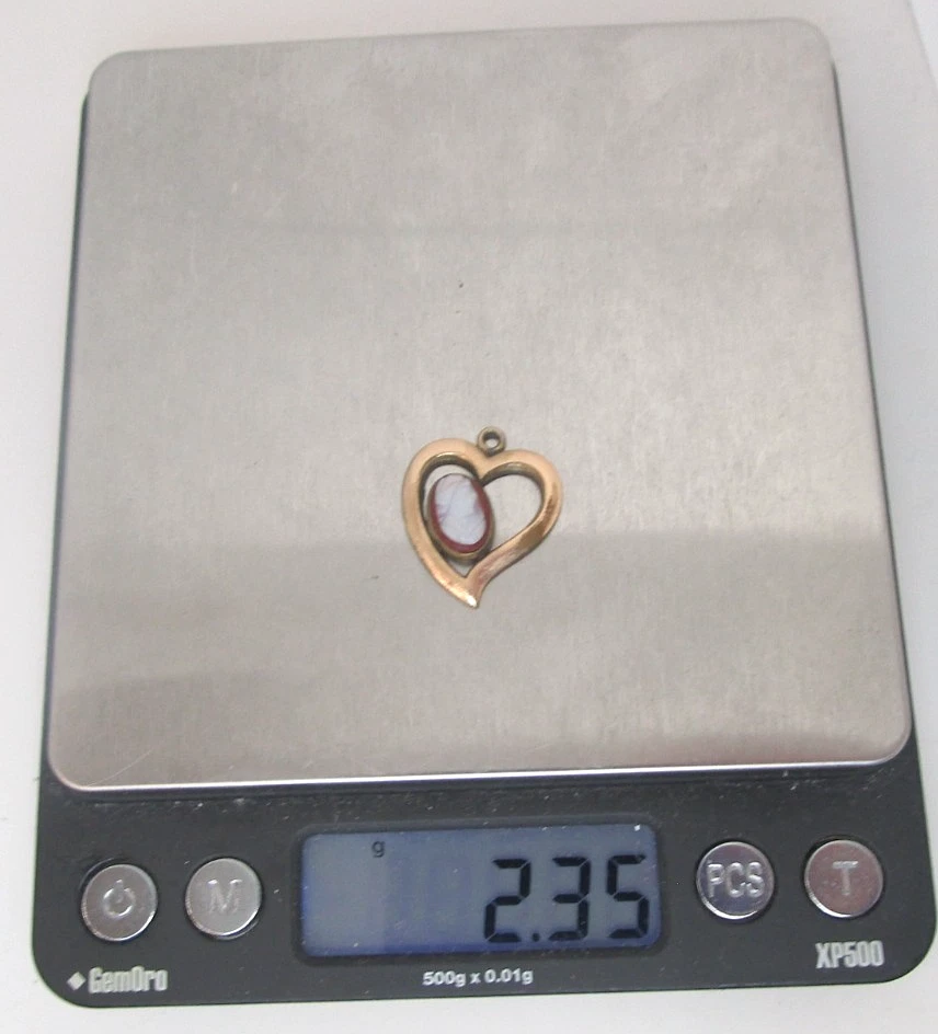 Antiguo Dije Colgante Corazón Victoriano Lleno de Oro con Piedra Camafeo 1880 Foto 4 de 4