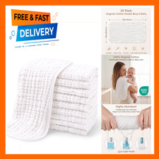 Muslin Baby Burp Cloths 10 Pack Organic Cotton Washcloths Large 20x10 Inches