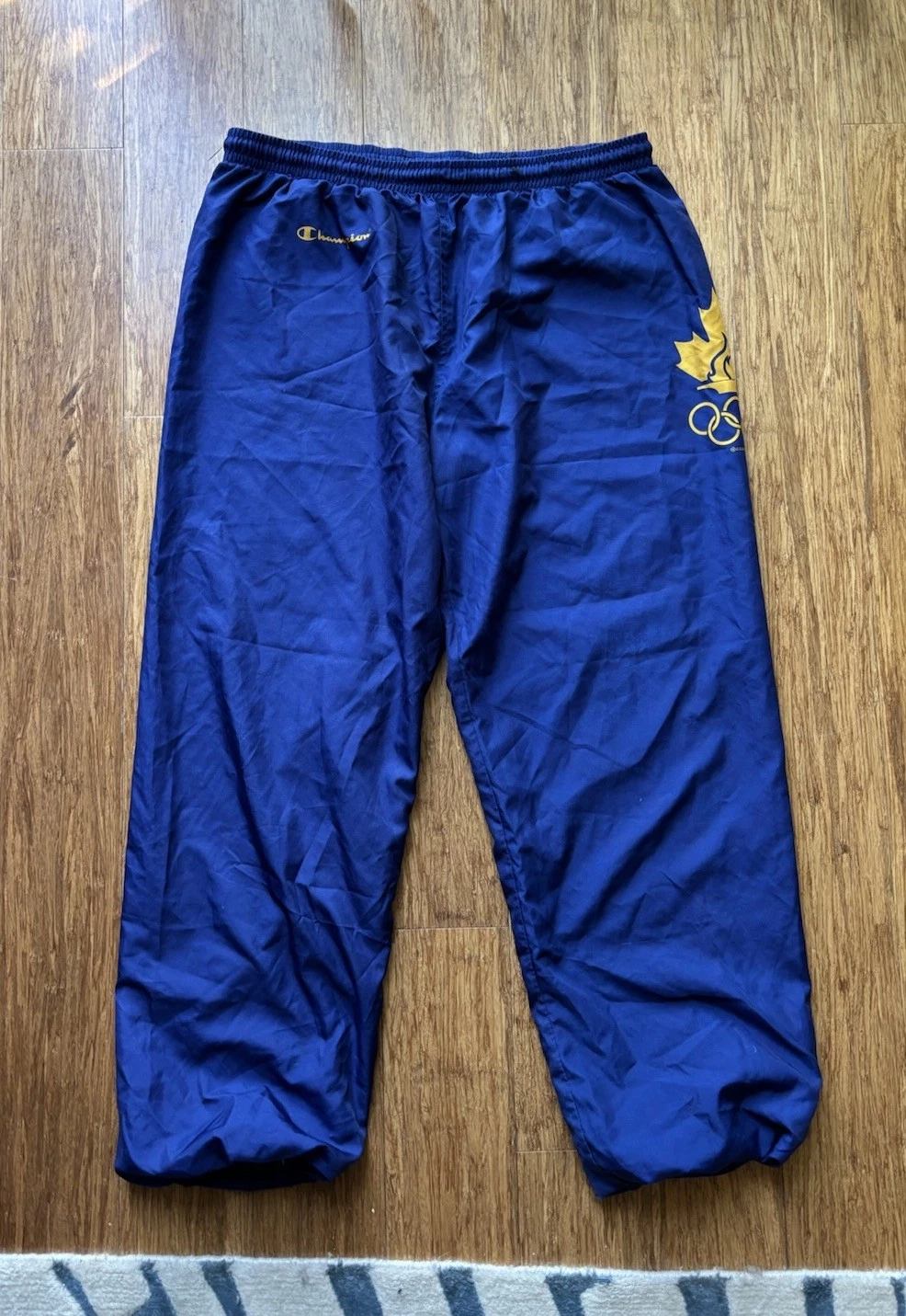 Vintage Champion 90s Olympic Track Pants RARE Canada Maple Leaf Navy