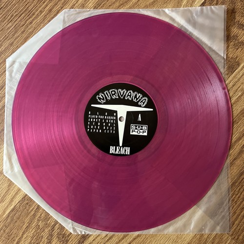 NIRVANA - BLEACH 1992 PINK TRANSLUCENT COLORED VINYL SUB POP GRUNGE LP - Picture 7 of 23