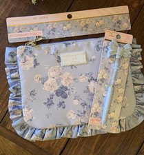 Yoobi x LoveShackFancy Blue Floral Accessory Pouch Zipper Bag AND Ballpoint Pen