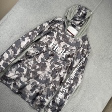 Huk Performance Fishing Men's 3XL Gray Camo Pullover Hoodie Sweatshirt