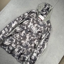 Huk Performance Fishing Men's 3XL Gray Camo Pullover Hoodie Sweatshirt