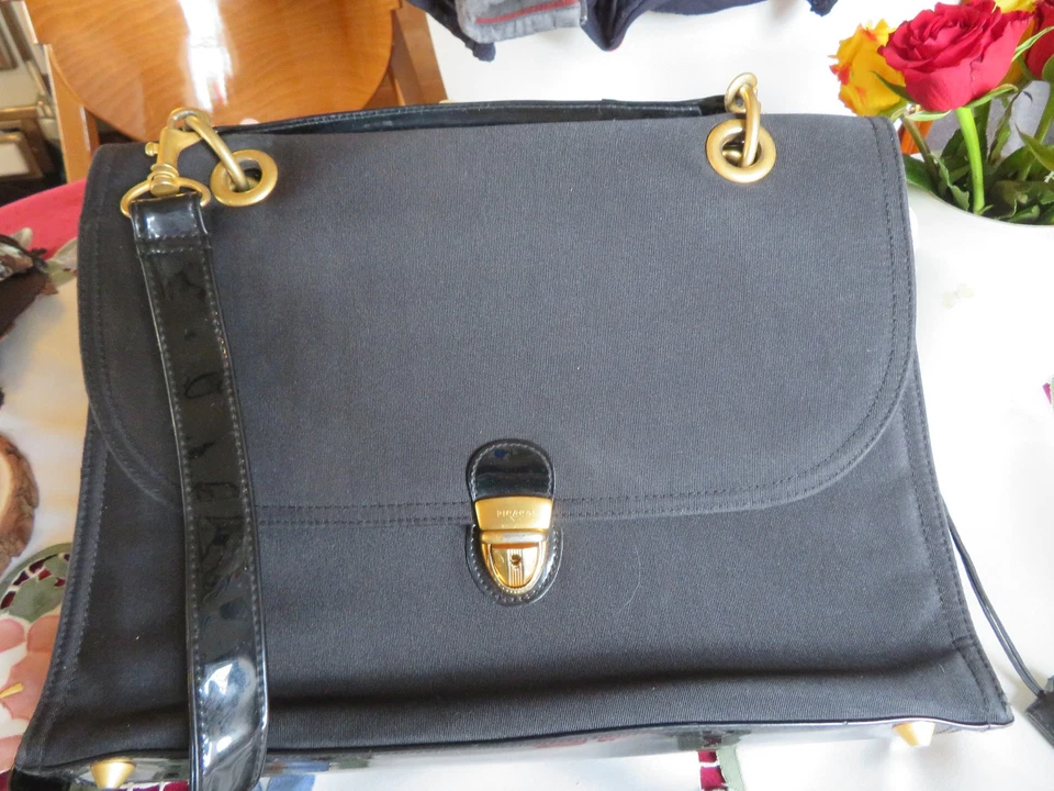 PICARD SCHULTER HENKEL AKTEN NOTEBOOK TASCHE SCHWARZ KURZER UND LANGER TRAGEGURT - Bild 3 von 4