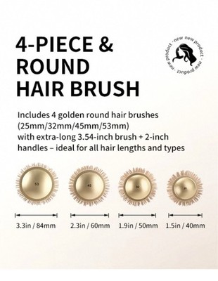 4 Piece Set - BarberTop Salon Perfect Professional Round Hair Brush