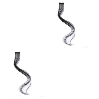 Set of 2 Echte Haare Extensions Echthaar Glatte Perücken Menschliches