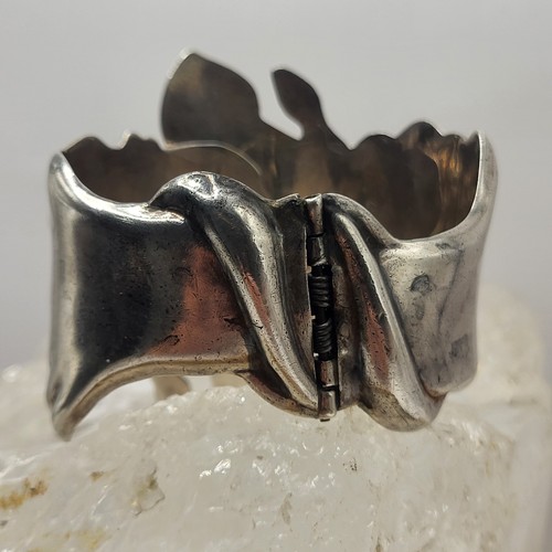 Vintage Taxco Aviles Apa Clamper Manschette Herzen Blumen Mexico Silber 925 Gr. 7+ 73 Gramm - Bild 4 von 13