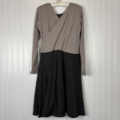 Maggie s Organics Black Gray Dress Sz M V-Neck Organic Cotton Workwear Capsule