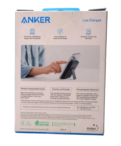 New Anker - MagGo Magnetic Power Bank with Kickstand (10000mAh, 20W) Black - Picture 3 of 3