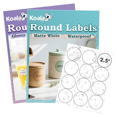 Lot Koala Printable Round Label 2.5'', Glossy / Matte Circle Stickers, Waterproof