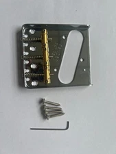 Chrome Fender Vintage Style Telecaster guitar Bridge Brass Saddles Through Body