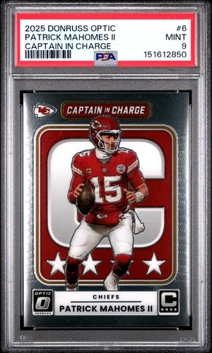 2025 PANINI DONRUSS OPTIC CAPTAIN IN CHARGE #6 PATRICK MAHOMES II PSA 9