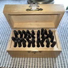 36 Piece Letter And Number Stamp Set Black Metal In Wooden Case