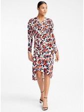 Atlein Womens Hi-Lo Below The Knee Dress Long Sleeve V Neck Evening