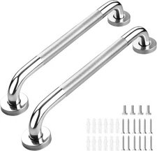2 Pack 16 Inch Anti-Slip Shower Grab Bars - Stainless Steel Safety Handles for B