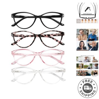 Stylish 4 Pack Blue Light Blocking Readers - Comfortable Fit, 2.0X Magnification