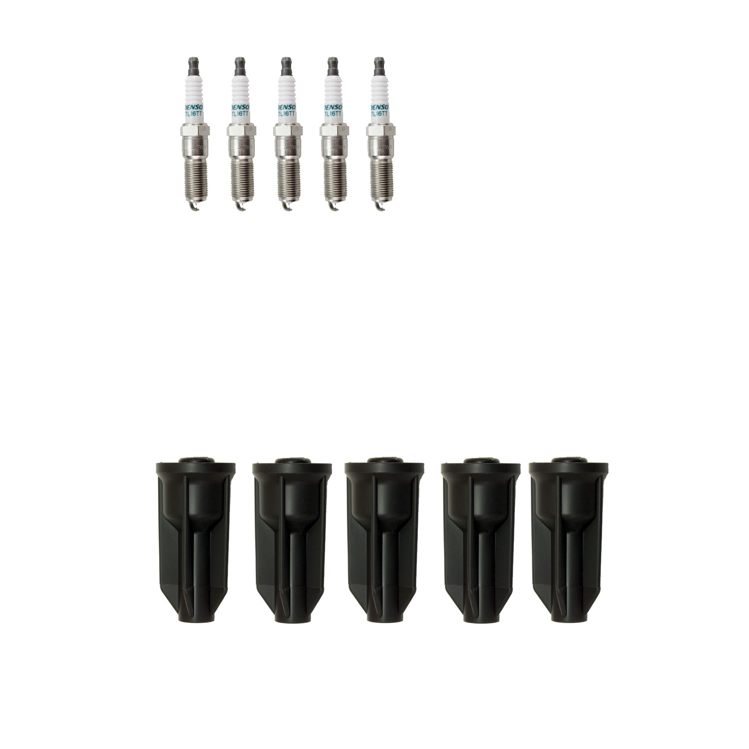 Denso 5 Standard Spark Plugs  NGK Coil Boots Kit for Canyon Colorado H3 H3T L5