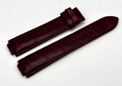 CARTIER Genuine Burgundy Alligator Leather Ballon Bleu Watch Strap 16mm
