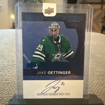 2021-22 UD Credentials #DTAA-JO Debut Ticket Access Auto Blue Jake Oettinger /15