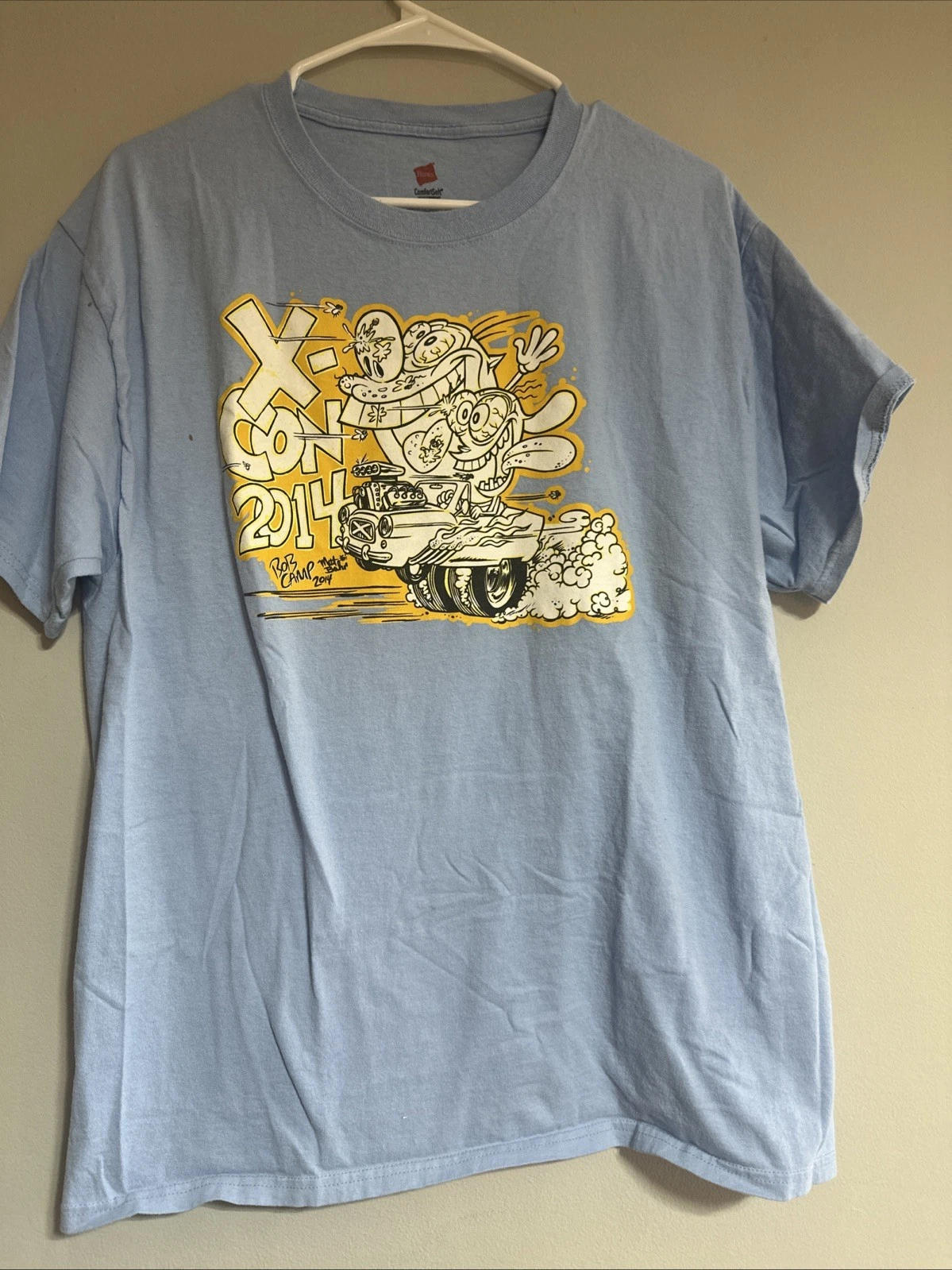 X-Con 2014 STAFF Large T-Shirt Bob Camp Ren & Stimpy Cartoon Convention Tee