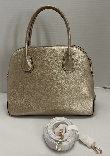 Michael Kors Mercer Metallic Gold Leather Dome Satchel Shoulder Crossbody BagNEW - Picture 5 of 7