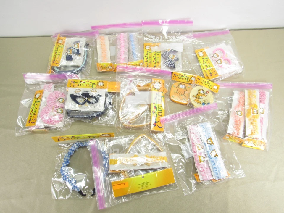 Lote de accesorios para el cabello vintage Garfield Dead Stock Jim Davis 1978 nuevos en paquete Foto 3 de 4