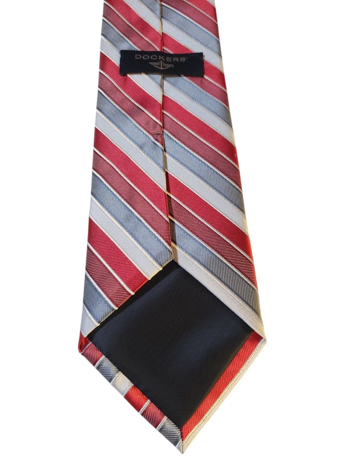 Corbata Dockers Para Hombres Diseñador Rojo Gris Blanco Rayas Negocios Iglesia Clásica Foto 4 de 4