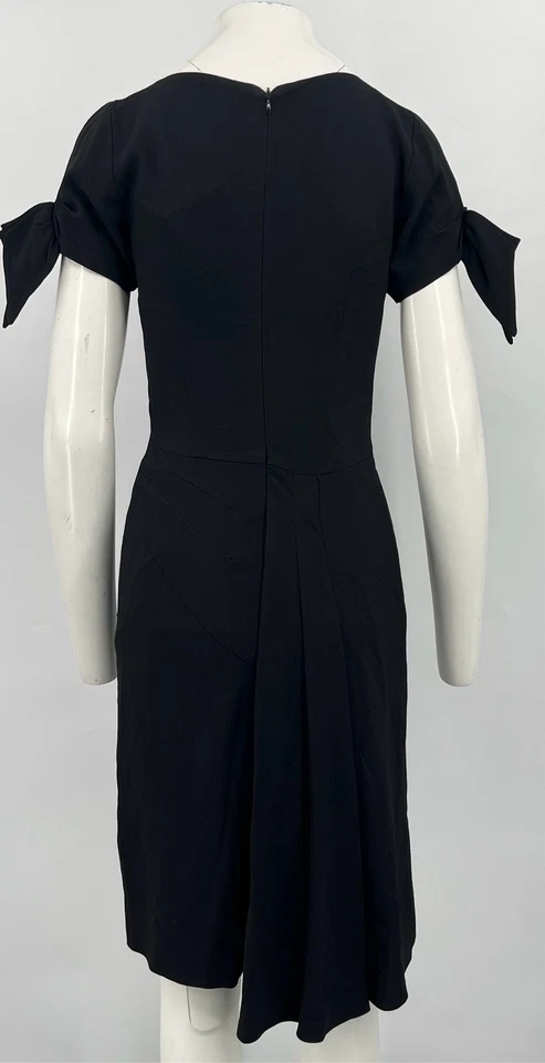 Vestido Christian Dior Negro Manga Lazo Kick-Pleat Línea A talla 6 Foto 3 de 4