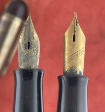 2 Eversharp Skyline Fountain Pens w 14K Nibs ~ A Bit Dirty ~ Complete ~ 14K Nibs