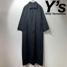 USED RARE Y'S YOHJI YAMAMOTO ROUND BUTTON DESIGN LONG COAT DRESS ACCEPTABLE