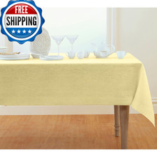 Solino Home Linen Tablecloth 60 X 90 Inch - 100 Pure Linen Chambray Yellow