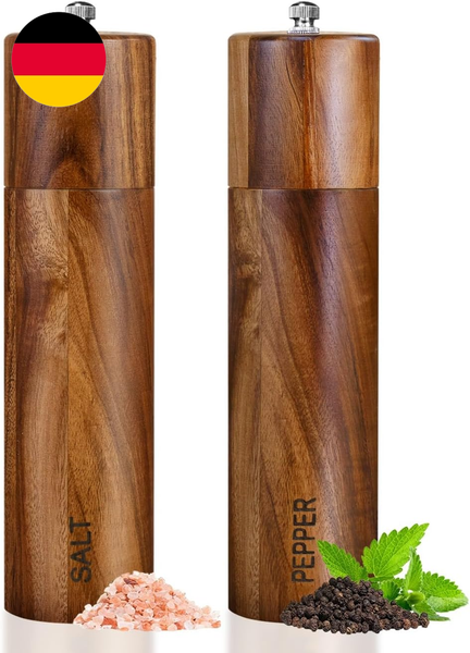 Salz Und PfeffermüHle Holz 2Er Set Manuelle PfeffermüHle Keramikmahlwerk SalzmüH-image