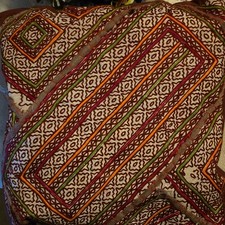Maharaja Handi Crafts Embroidered Boho Geometric Pillow 15x15 Multicolor Square