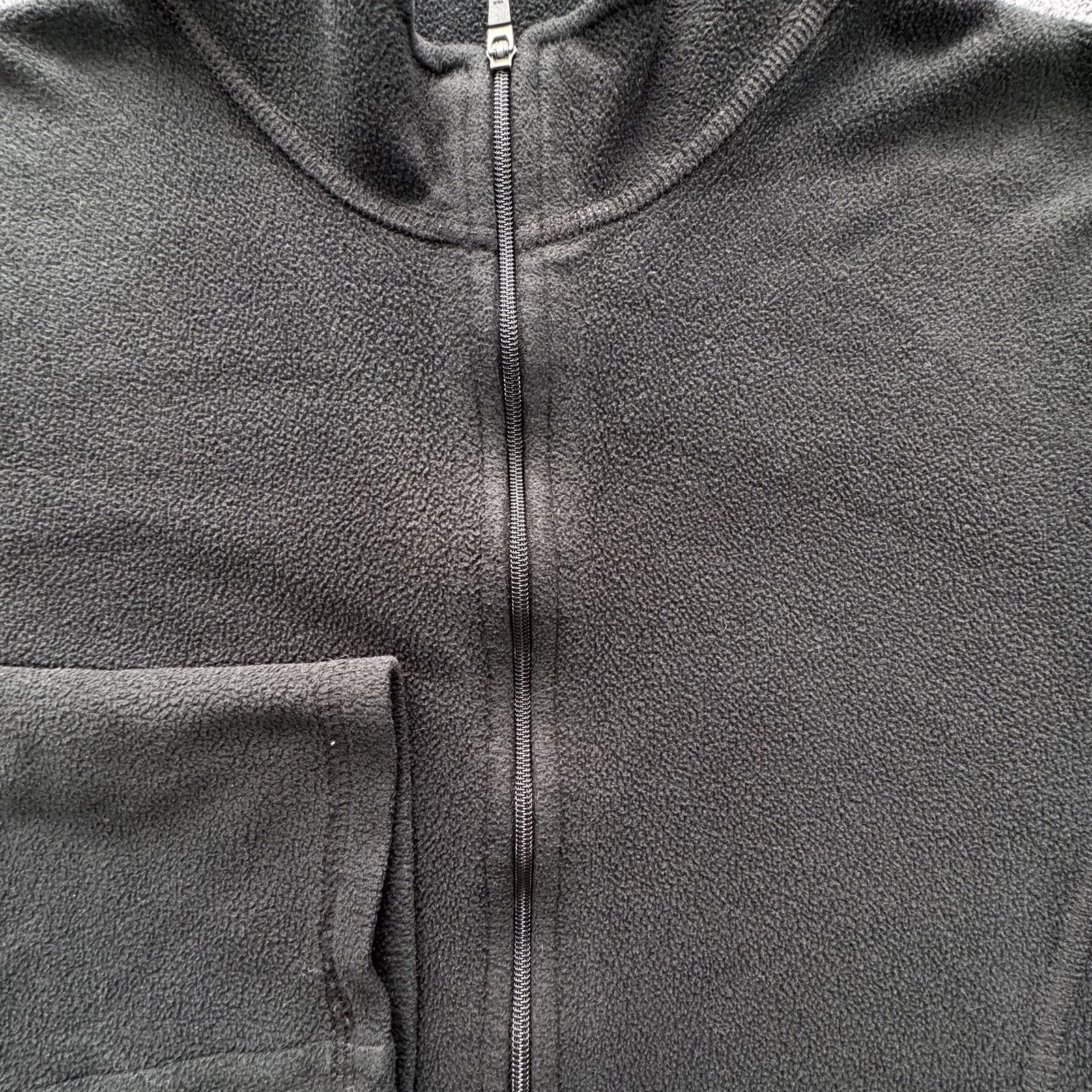 L.L. Bean Jacket Mens M Black Full Zip Fleece Collared Pockets Unlined