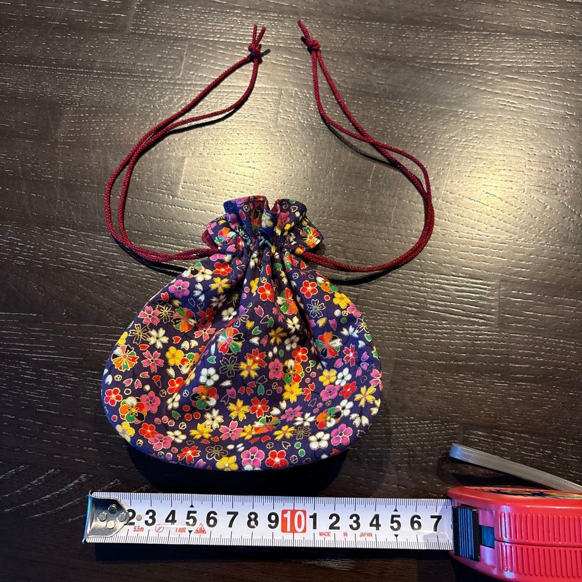 Drawstring bag, small flower pattern, Japanese pa… - image 1