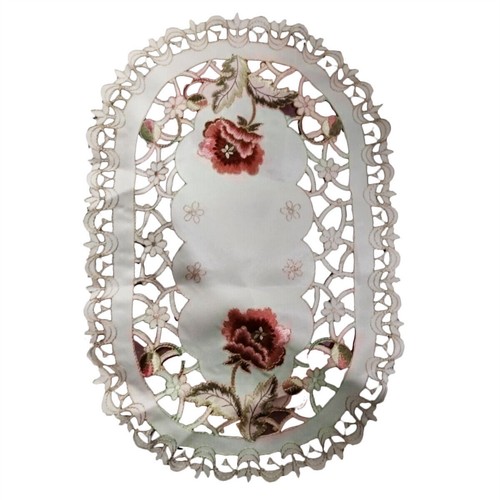 Oval Vintage Embroidered Lace Tablecloth Floral Table Cloth/Mat Decor Runner - Picture 7 of 11