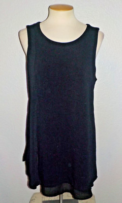 RED BY BKE FOR BUCKLE MS SIZE LARGE TRUE BLACK SIDE SLITS SLEEVELESS TUNIC TOP