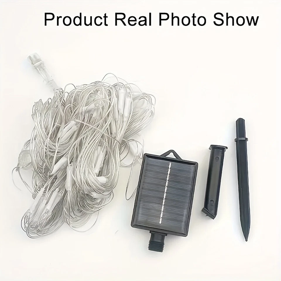 Mesh Net Christmas Outdoor Garden Lights Solar Powered String Lights Cool White - Image 2 of 4