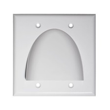 Pass Through Wall Plate Dual Gang, White