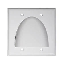 Pass Through Wall Plate Dual Gang, White