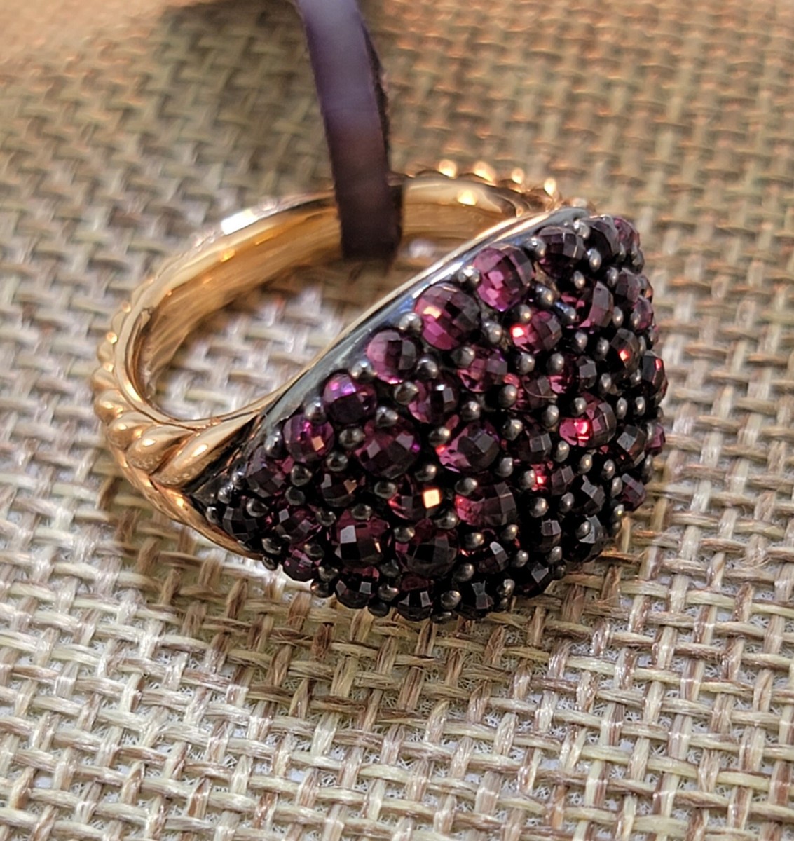 David Yurman 18k Rose Gold Silver and Rose Cut Garnet OSETRA Pinky
